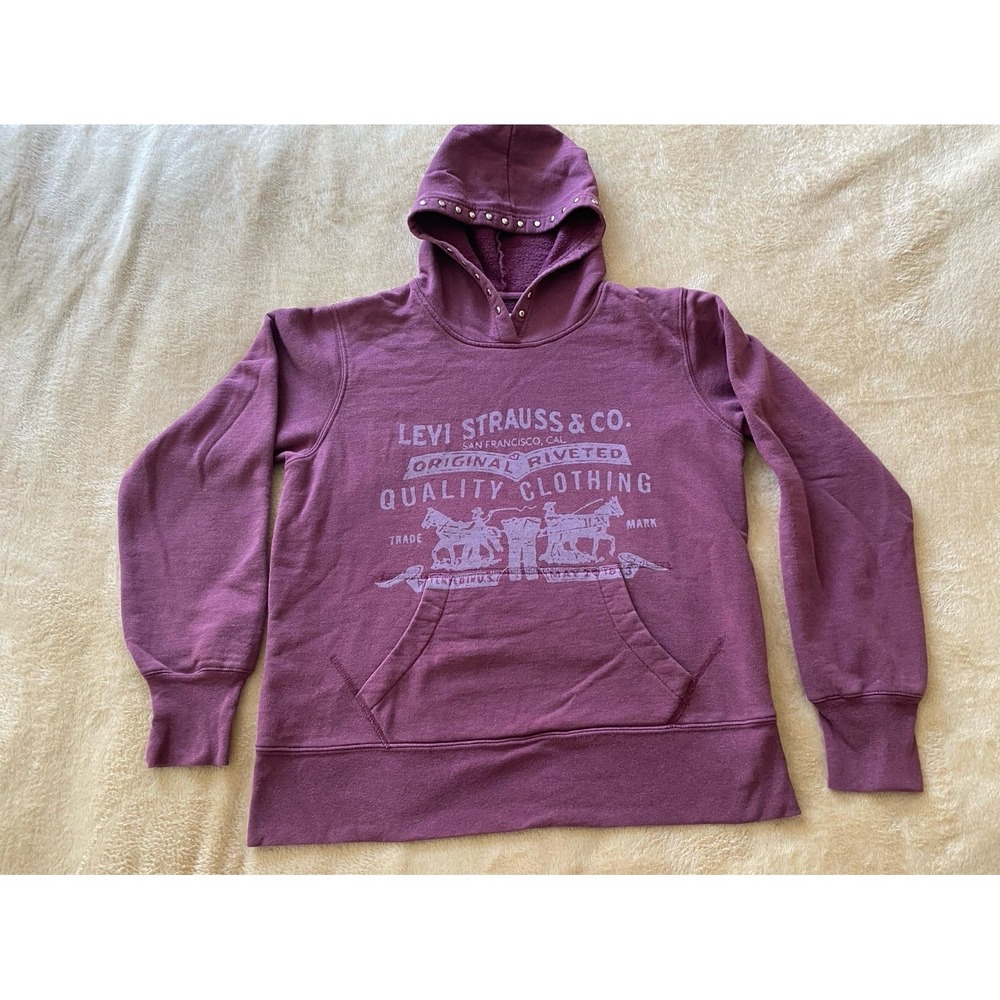 Levi Strauss & Co Sweatshirt Red Tab Women Large Studded Hoodie Cabin s52